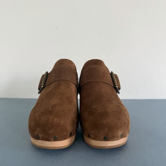 Paige Rosie Slip On Studded Platform Cocoa Brown Heeled Clogs - Picture 3 of 10